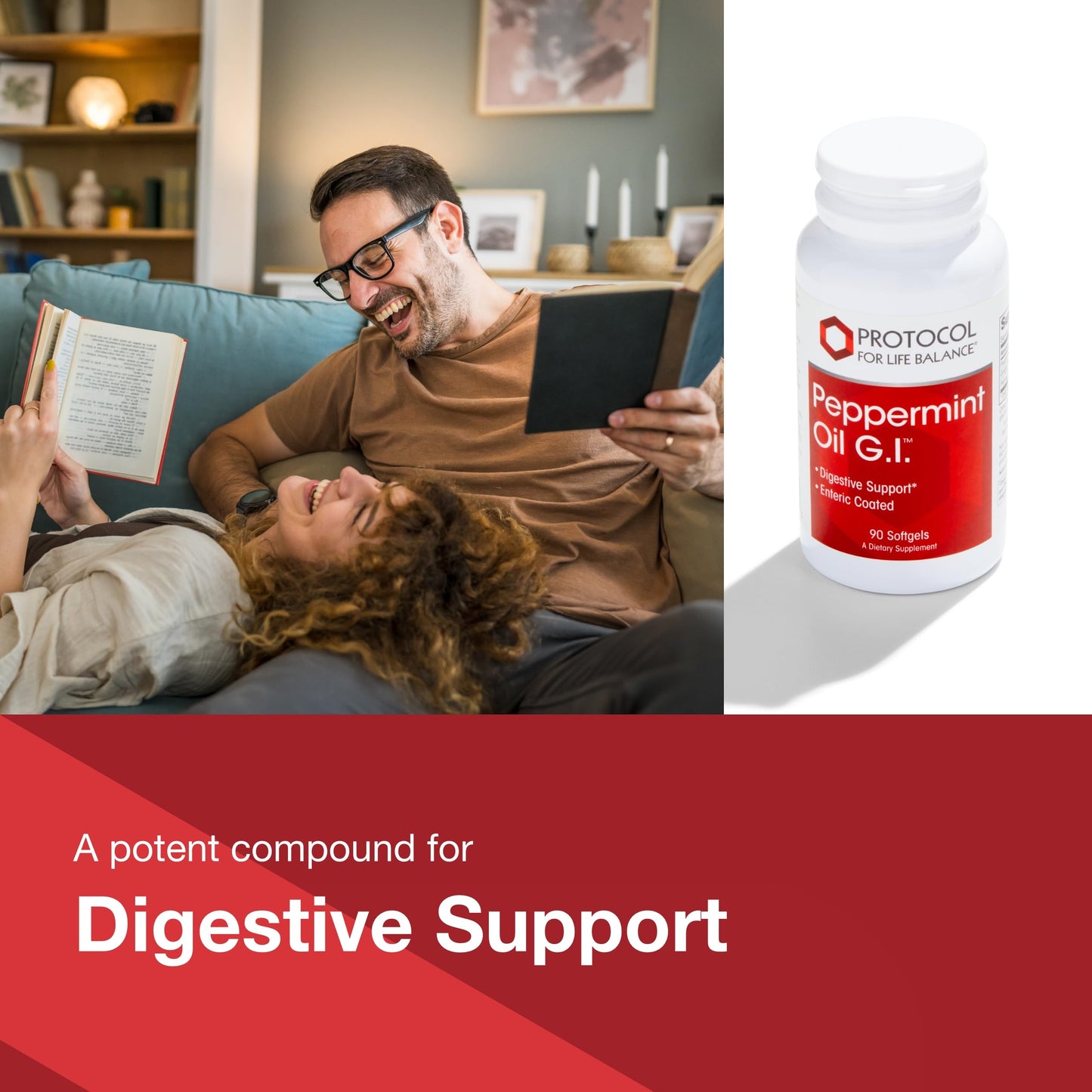 Protocol Peppermint G.I. - Digestive Health Support, Enteric-Coated, Dairy Free & Halal - 90 Softgels