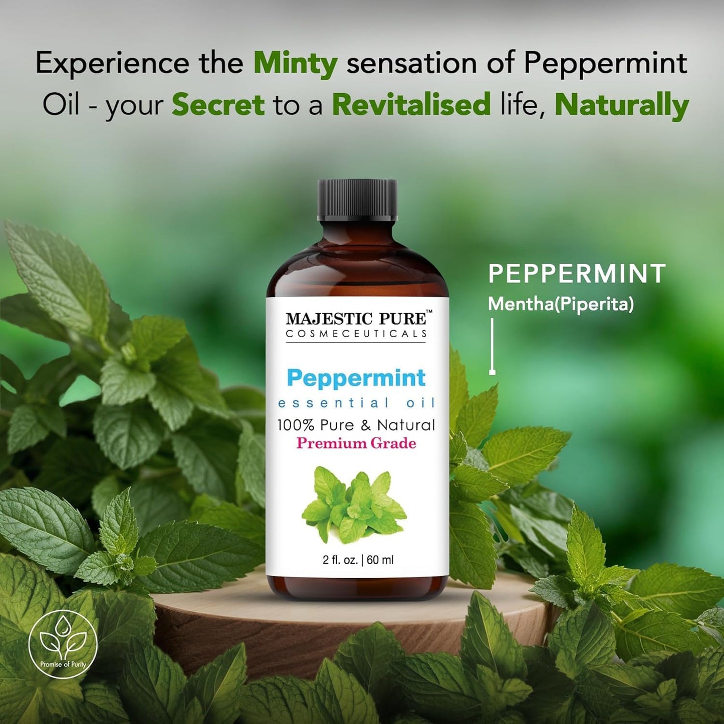 Majestic Pure Peppermint Essential Oil 2 fl oz – 100% Pure & Natural