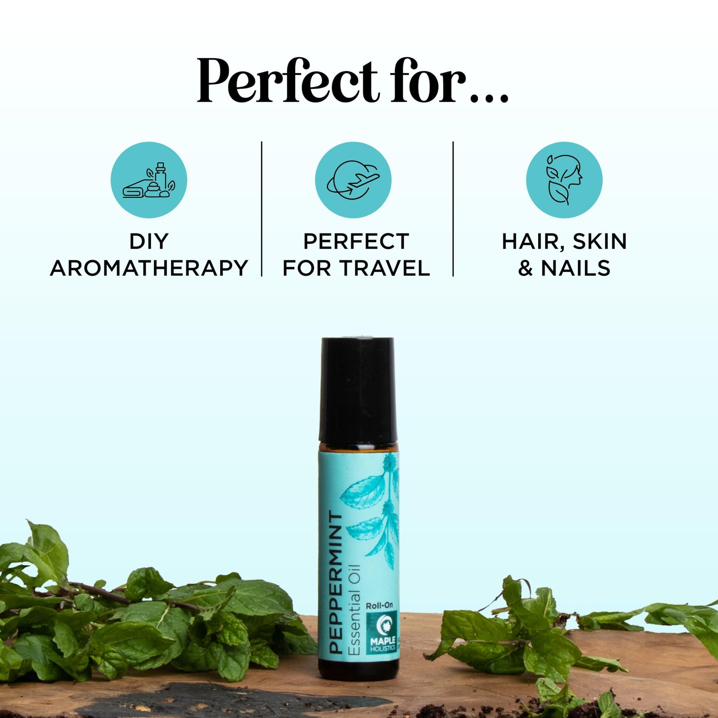 Peppermint Oil Roll-On | Pure Peppermint Essential Oil Rollerball for Headaches, Focus & Energy (3 Pack)