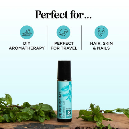 Peppermint Oil Roll-On | Pure Peppermint Essential Oil Rollerball for Headaches, Focus & Energy (3 Pack)