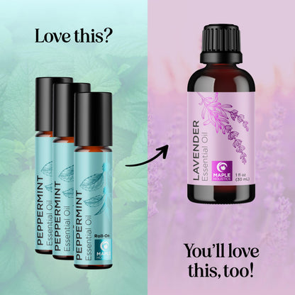 Peppermint Oil Roll-On | Pure Peppermint Essential Oil Rollerball for Headaches, Focus & Energy (3 Pack)