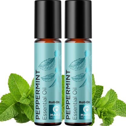 Peppermint Oil Roll-On | Pure Peppermint Rollerball for Headaches (2 Pack)