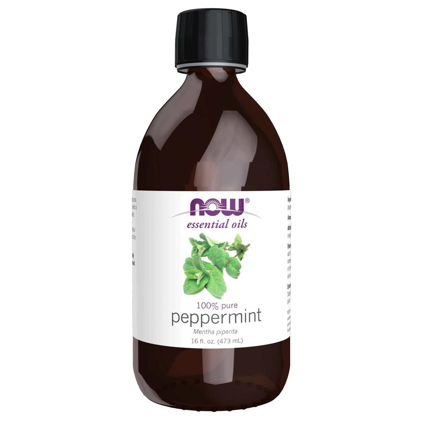 NOW Essential Oils Peppermint Oil 16 oz – 100% Pure, Steam Distilled, Vegan Aromatherapy