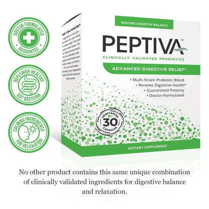 Peptiva Advanced 50 Billion CFU Probiotic – Digestive Relief & Clinically Validated Probiotic, 30ct