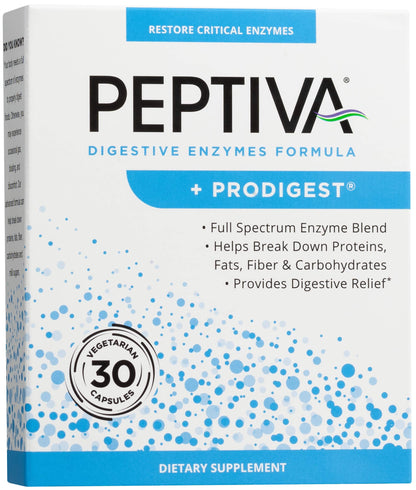 Peptiva Digestive Enzymes + Prodigest – 30 Count | Bloating & Digestive Support