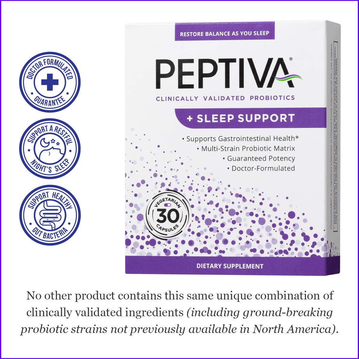 Peptiva 26B CFU Probiotic + Sleep Support – Clinically Validated Multi-Strain (30 Count)
