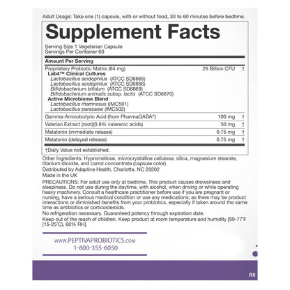 Peptiva Probiotic + Sleep (26B CFU, 60 ct) – Clinically Validated