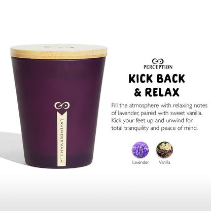 PERCEPTION AROMAS Luxury Lavender Vanilla Candle | 50 Hour Burn Time | Gift Box | Hand-Poured Soy Wax