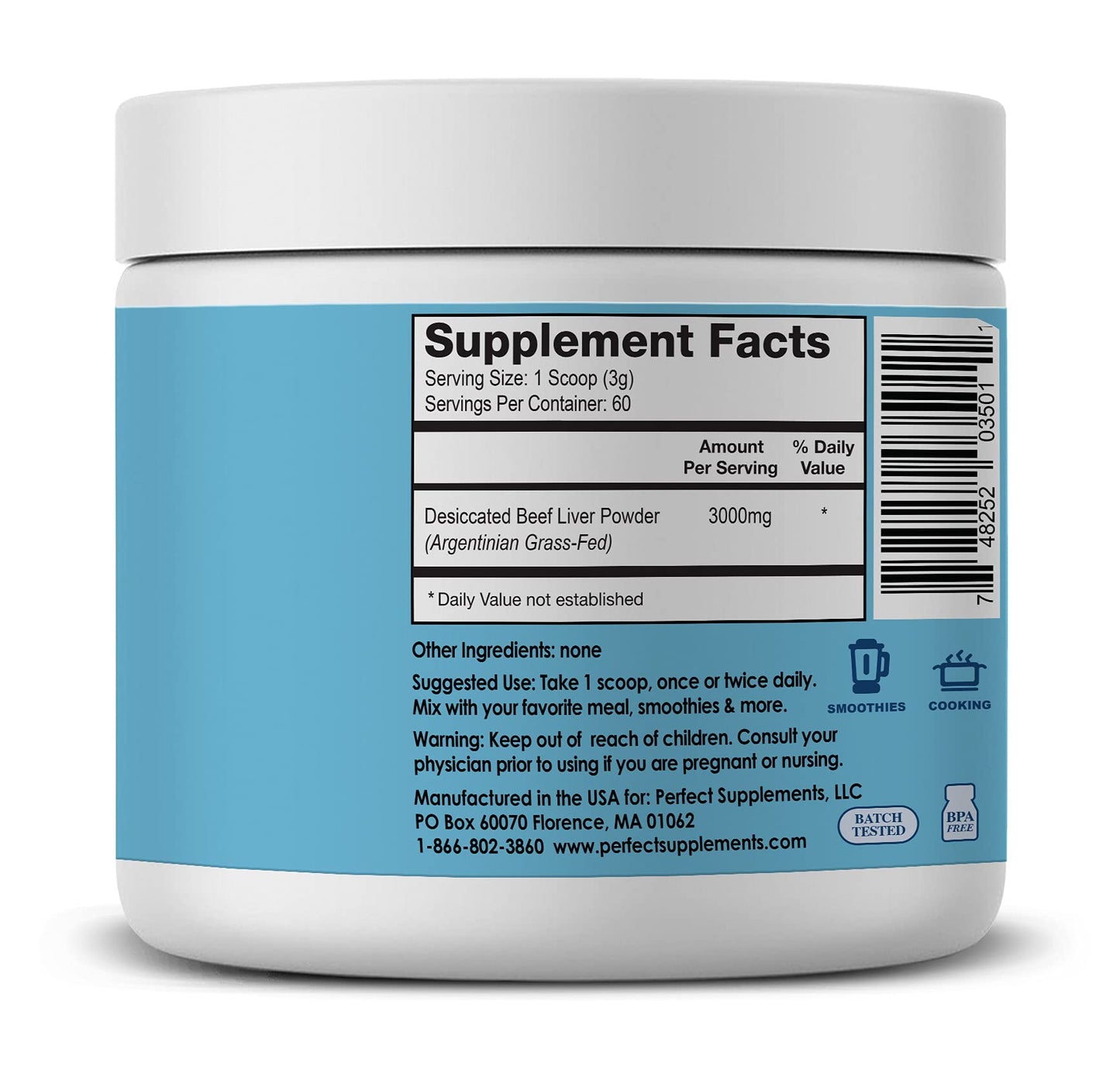 Perfect Desiccated Liver Powder – 180g (Undefatted Beef Liver) | Grass-Fed, Natural Protein & Iron