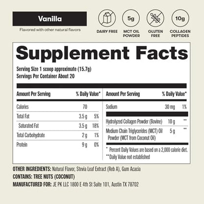 Perfect Keto Collagen Peptides + MCT Oil — Grass-Fed, Type I & III, Vanilla