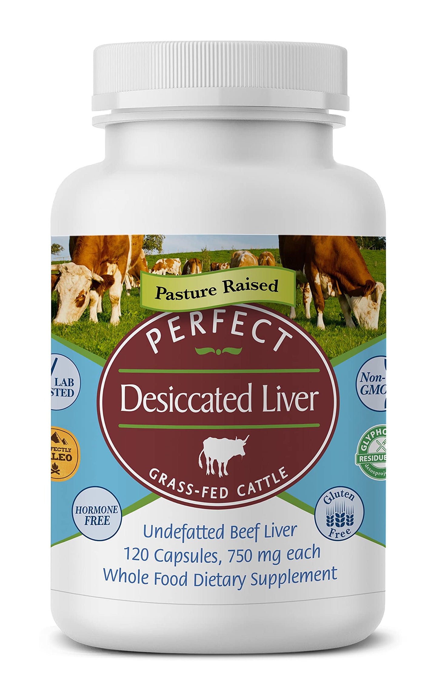 Perfect Supplements Desiccated Beef Liver Capsules – Grass-Fed, Hormone-Free | Natural Protein, Iron, Vitamins A and B