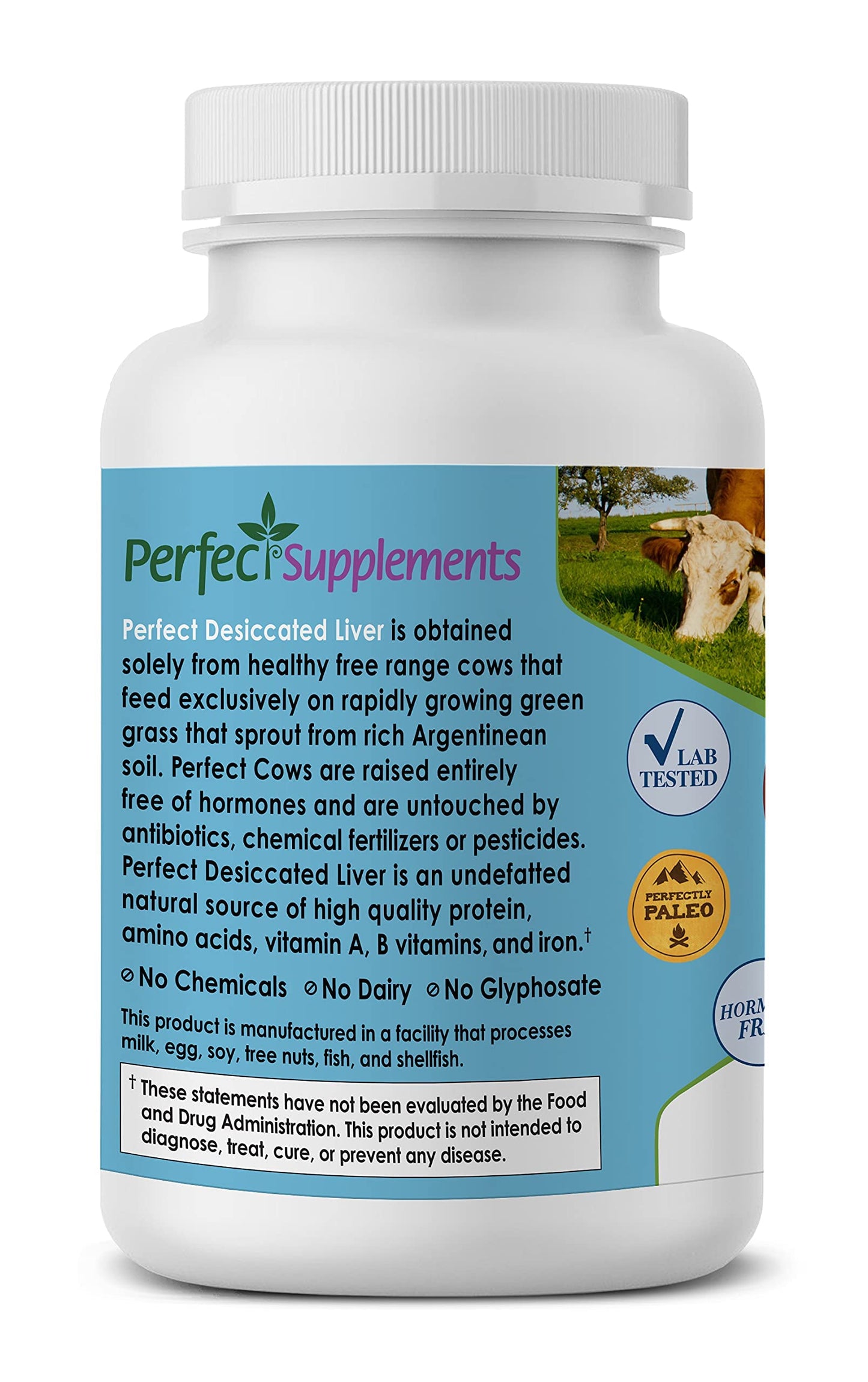Perfect Supplements Desiccated Beef Liver Capsules – Grass-Fed, Hormone-Free | Natural Protein, Iron, Vitamins A and B