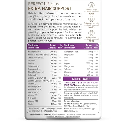 Perfectil Vitabiotics Multivitamin | Hair Growth and Thickening Formula | Supports Thicker, Healthy Hair | Vitamin D, E, Collagen, Biotin, and More