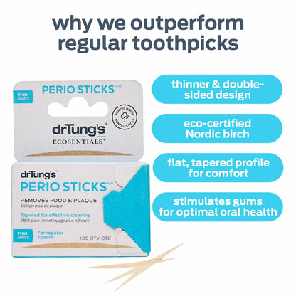 drTung's Perio Sticks - Interdental Cleaning, Soft Tooth Picks, 100 Count