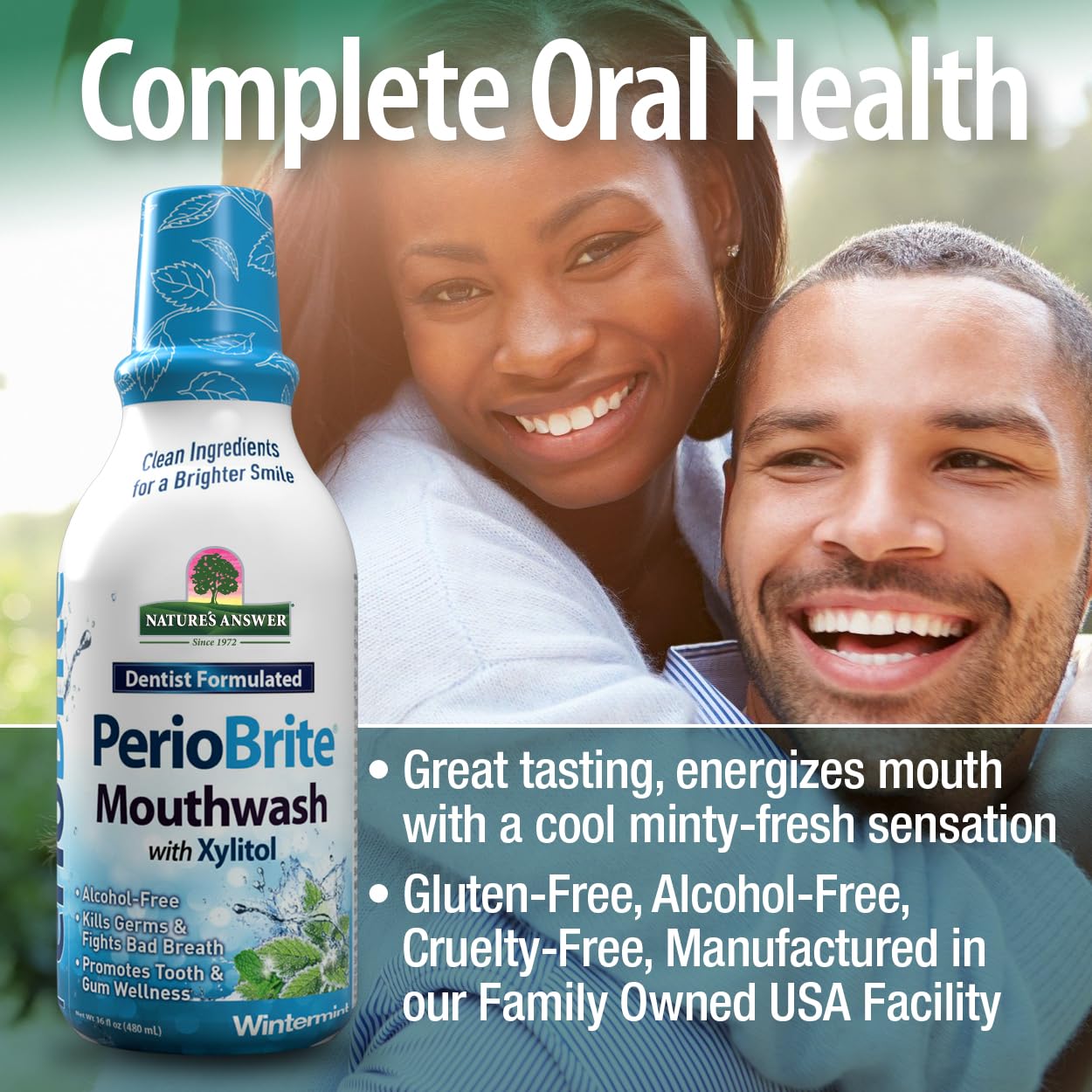 Nature's Answer PerioBrite Winter Mint Mouthwash – Fluoride-Free, Alcohol-Free & Vegan (16oz)