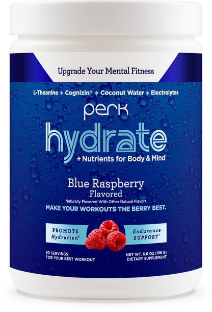 Perk Hydrate Blue Raspberry Electrolyte Drink Mix (30 Servings) - Gluten Free
