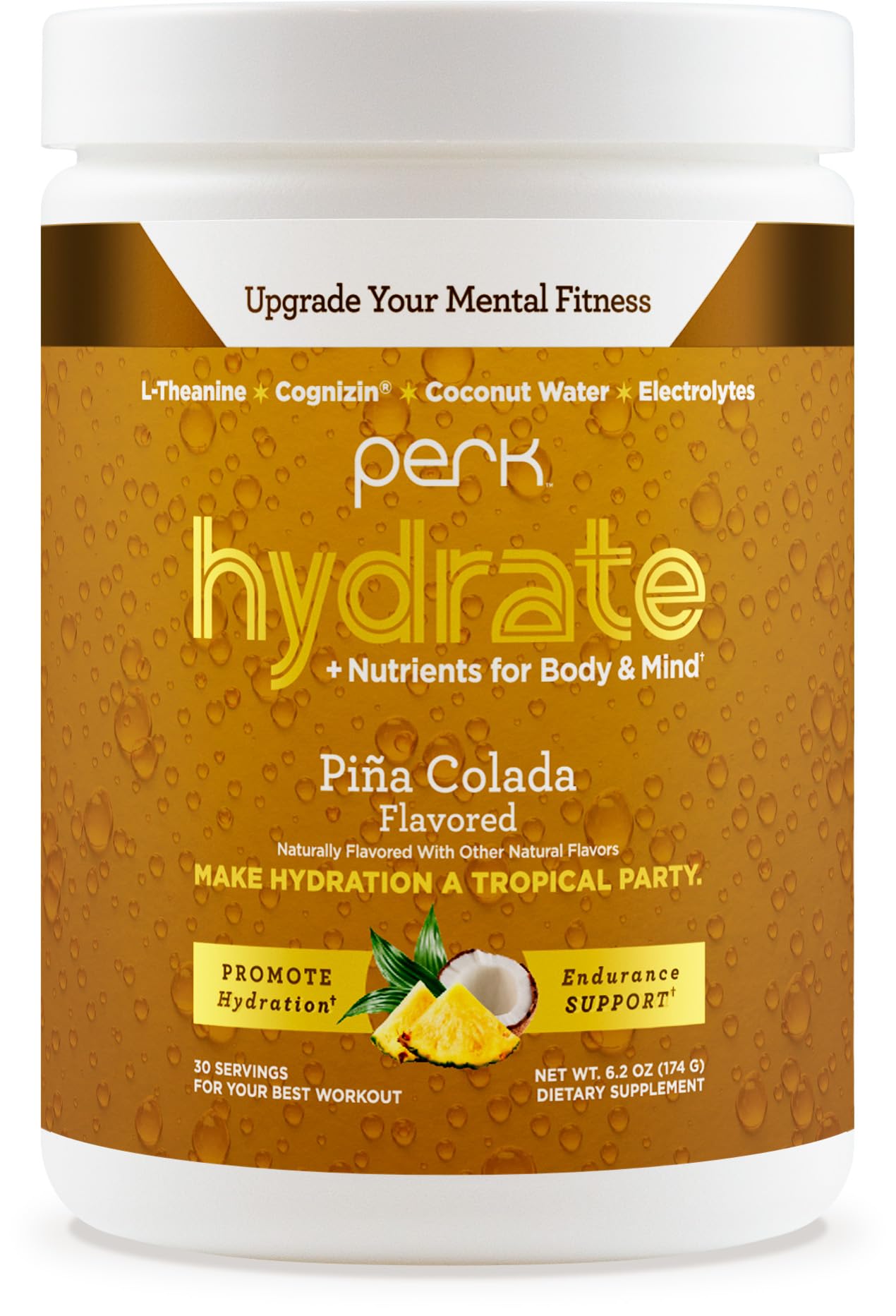 Perk Hydrate Pina Colada Electrolyte Drink Mix - 30 Servings | Gluten Free