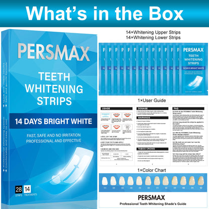 PERSMAX Teeth Whitening Strips for Sensitive Teeth - 14 Treatments, 28 Strips