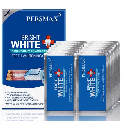 PERSMAX Teeth Whitening Strips – Dentist-Approved, Gum-Safe, 28 Non-Slip Strips Kit (14 Treatments) | 30-Min Express Whitening