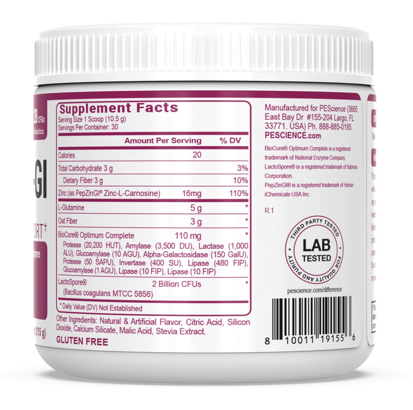 PEScience Complete-GI Gut Health Powder – Probiotics, Digestive Enzymes, L-Glutamine