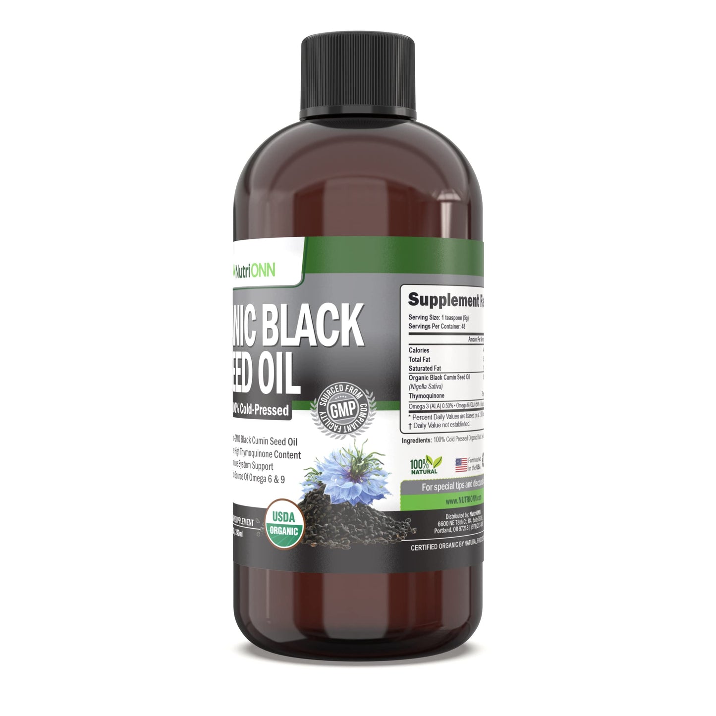 Organic Black Seed Oil – USDA Organic, Thymoquinone Rich, Cold-Pressed (8 oz)