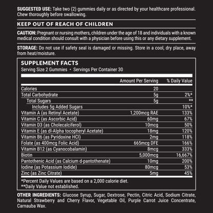 Pete & Pedro Biotin Gummies 5000 mcg - Hair, Skin & Nails (60 Count)