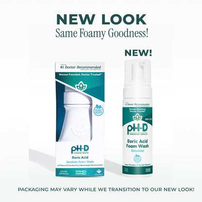 pH-D Feminine Health Boric Acid Foam Wash – pH-Balanced, Plant-Based, Paraben-Free (2x6 oz)