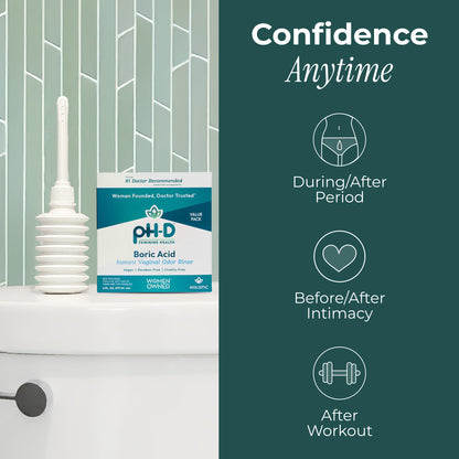 pH-D Instant Odor Rinse with Boric Acid – Pack of 2 (6 fl oz total), Vegan, Paraben-Free, Cruelty-Free