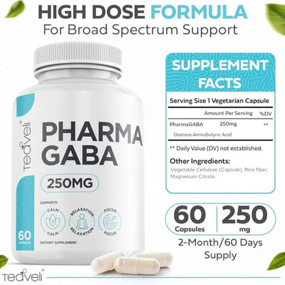 Pharma GABA 250 mg – Naturally Fermented GABA Supplement | Supports Relaxation, Sleep & Focus