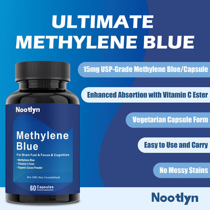 Nootlyn Methylene Blue Pharmaceutical Grade – 15 mg Capsule for Memory, Focus & Clarity