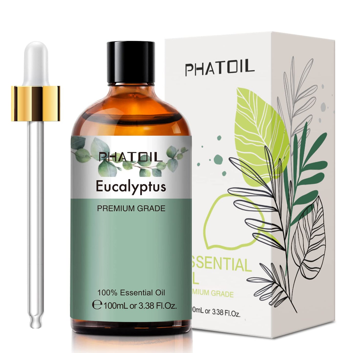 PHATOIL 100ML Eucalyptus Essential Oil | Diffuser, Soap & Candle Making – 3.38 fl oz