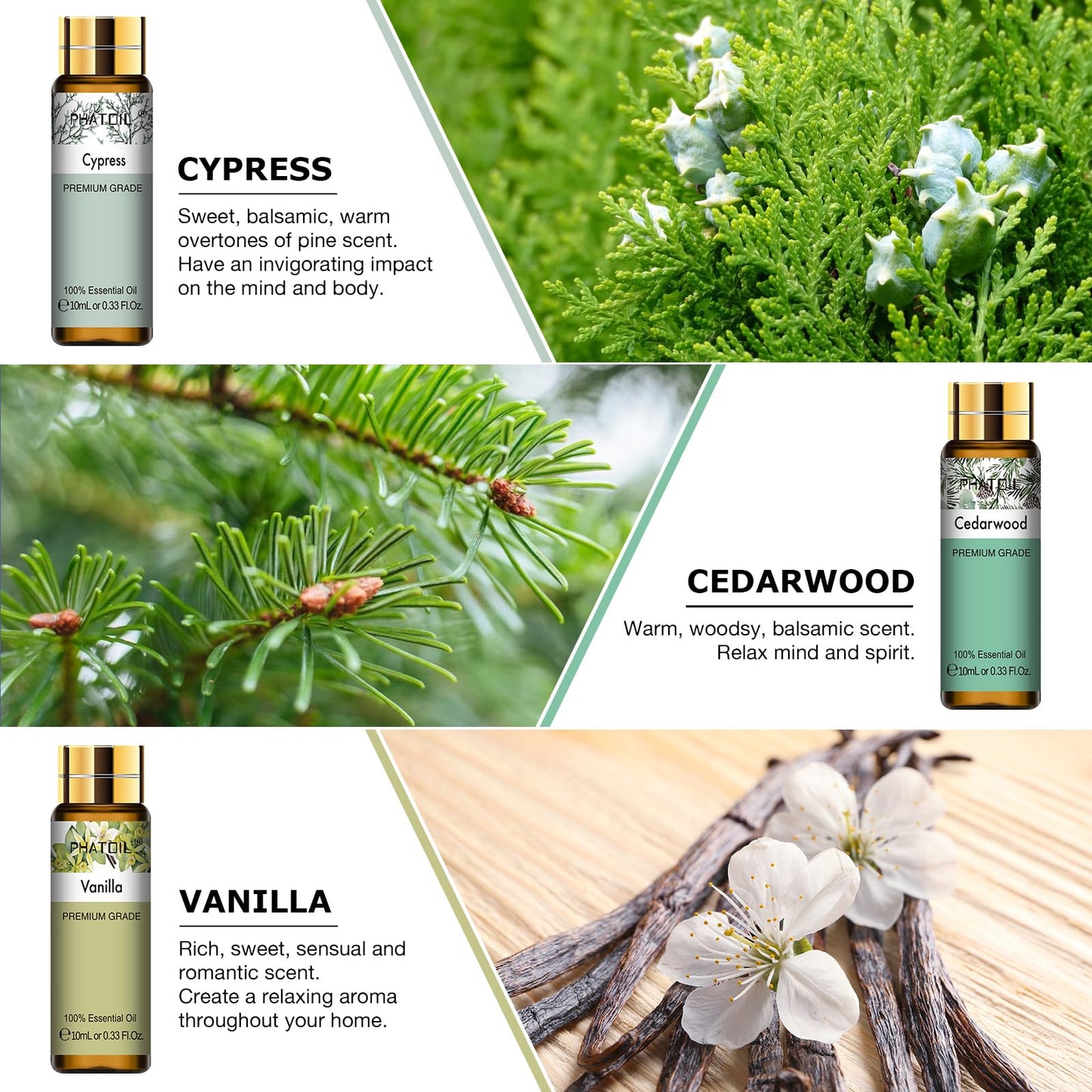 PHATOIL 9PCS Premium Essential Oil Set – 10ml Diffuser & DIY Gift