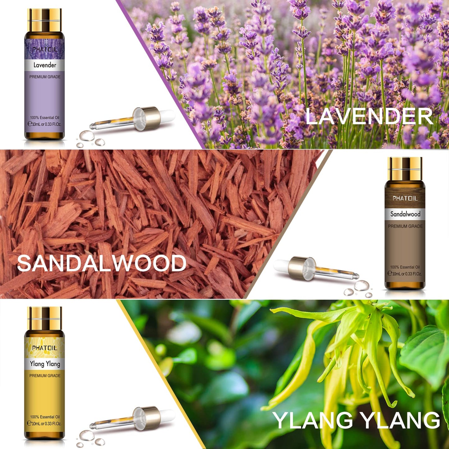 PHATOIL 9PCS Premium Essential Oils Set – 10ml for Diffusers, Soap & Candles