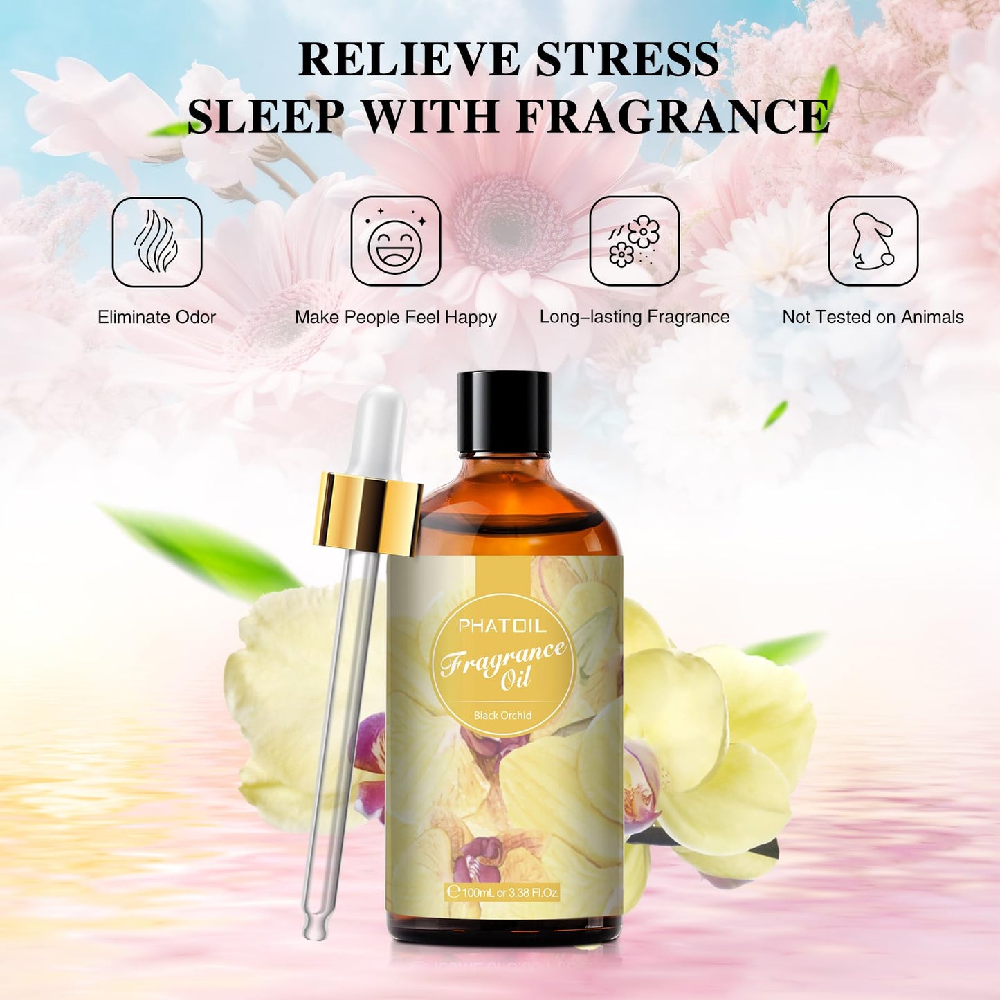 PHATOIL Black Orchid Fragrance Oil – 100ml (3.38 fl oz) for Diffusers, Candles & Soaps
