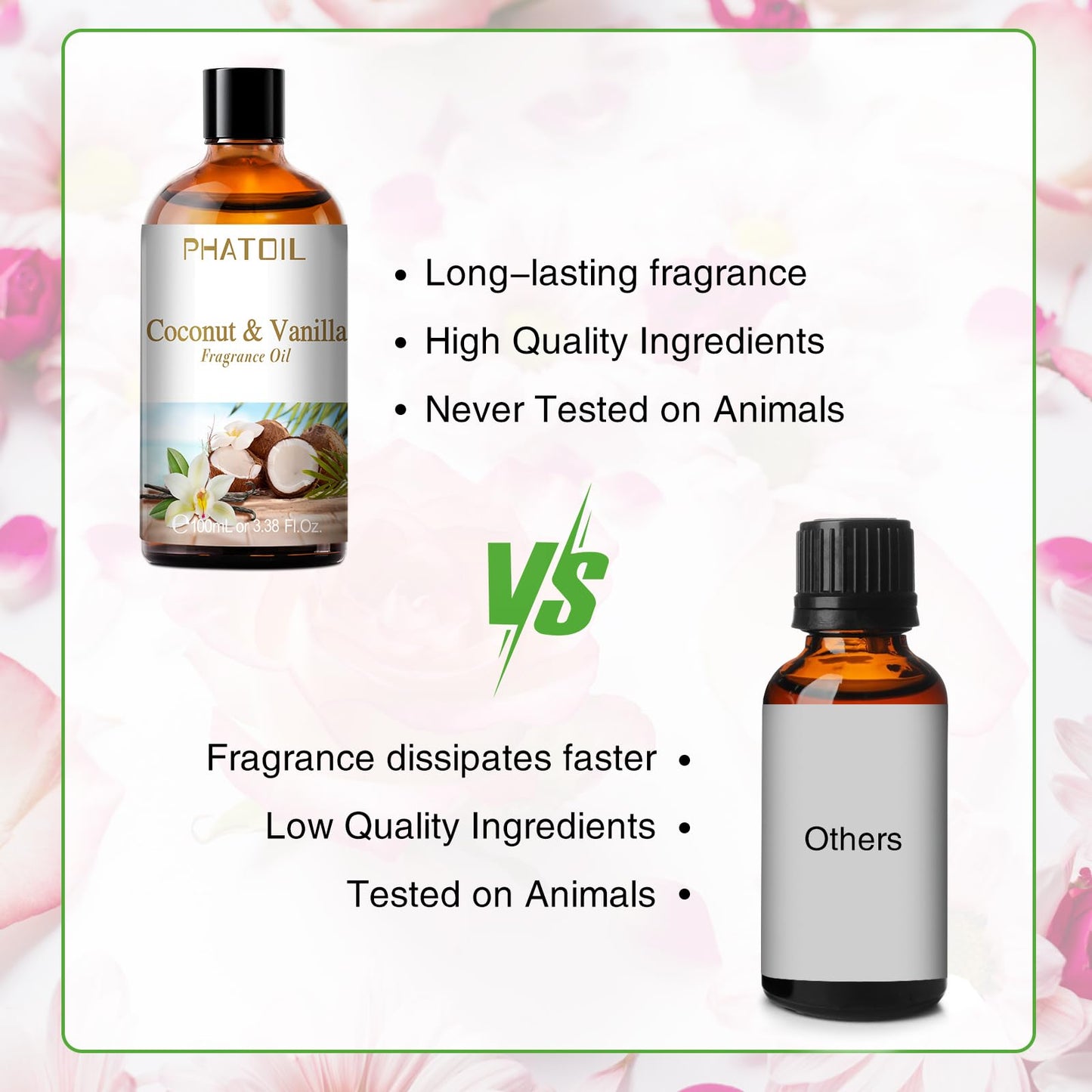 PHATOIL Coconut & Vanilla Fragrance Oil – 100ml for Aromatherapy, Diffusers, Candles & Soap
