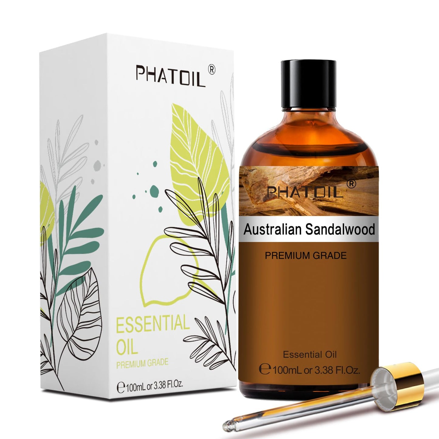 PHATOIL Australian Sandalwood Essential Oil 100ml – Pure, Natural Oil for Hair, Skin, Aromatherapy & DIY