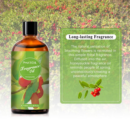 PHATOIL Honeysuckle Fragrance Oil 100ml (3.38 fl oz) | Aromatherapy, Diffuser Oil, DIY Candles & Soaps