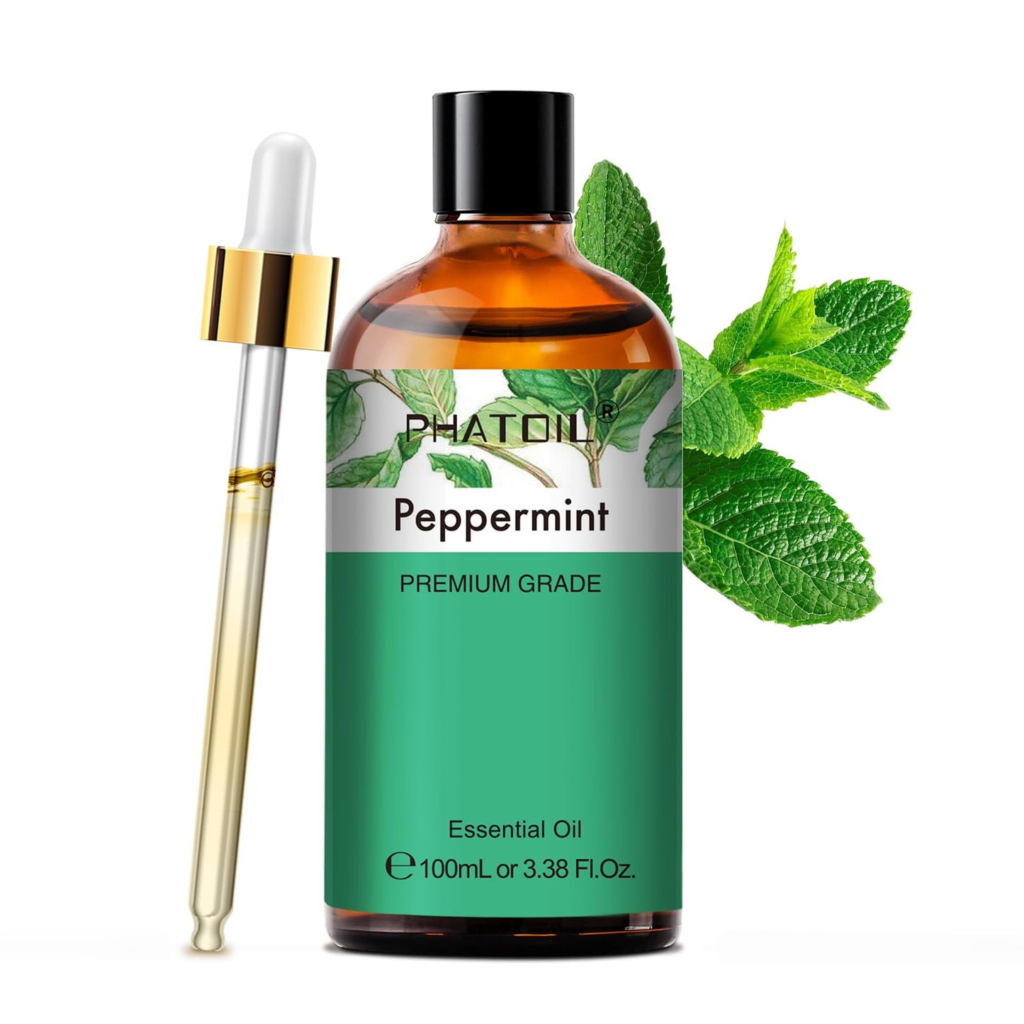 PHATOIL Peppermint Essential Oil – 3.38 fl oz Premium Grade for Diffuser & Aromatherapy