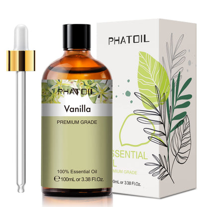 PHATOIL Vanilla Essential Oil 100ML (3.38oz) – Pure Aromatherapy for Diffusers, Candles