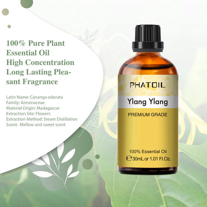PHATOIL Ylang Ylang Essential Oil 30ml – Premium Aromatherapy, Diffuser & DIY