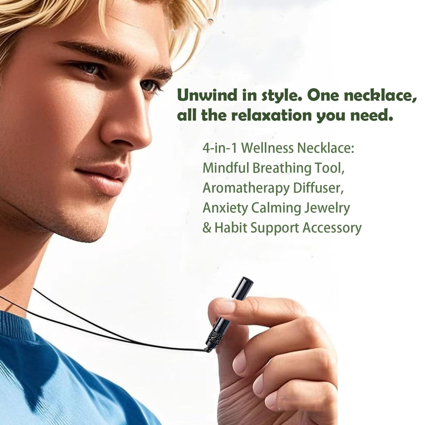 Phaxud Mindfulness Breathing Necklace & Essential Oil Diffuser – 2-in-1 Stainless Steel Breathlink Jewelry (Gold)