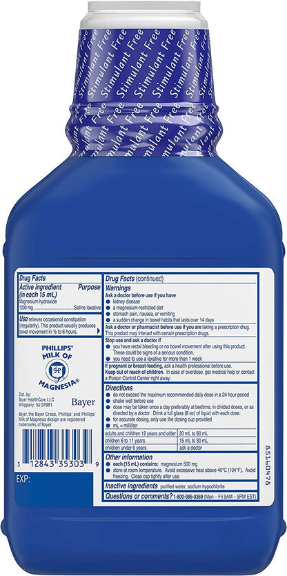 Phillips' Milk of Magnesia Original 26 oz – Pack of 3 | Gentle Overnight Laxative