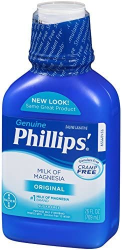 Phillips' Milk of Magnesia Liquid Laxative – 26 oz Pack of 2 | Cramp-Free, Gentle Overnight Relief