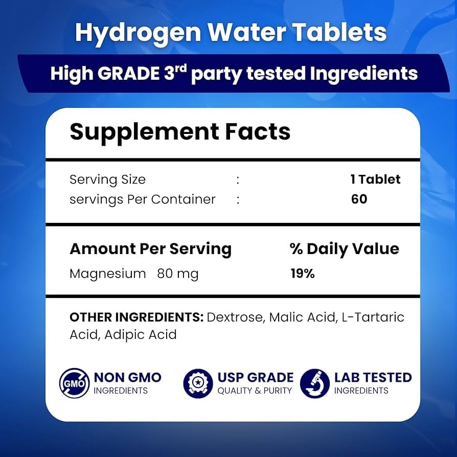 PHM Hydrogen Water Tablets – H2 Molecular Tabs for Hydration & Energy | 90 Tablets