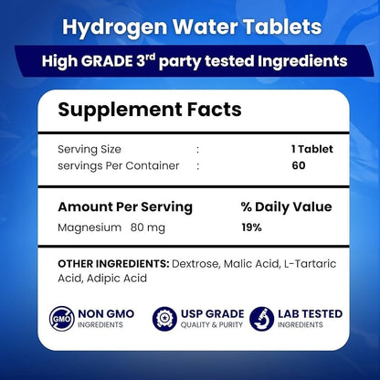 PHM Hydrogen Water Tablets – H2 Molecular Tabs for Hydration & Energy | 90 Tablets