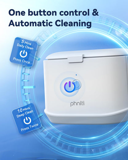 Ultrasonic Retainer Cleaner – Phniti 48kHz Portable Dental Cleaner (375ml)