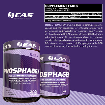 Experimental and Applied Sciences Phosphagen Ultimate Creatine Powder | Power, Strength, Muscle Size, & Cell Volumization | Pure 99.9% Potency | 200 Servings (Unflavored)