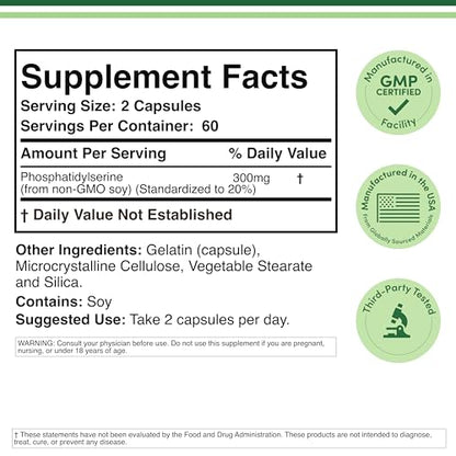 PhosphatidylSerine 300mg per Serving – 120 Capsules | Double Wood