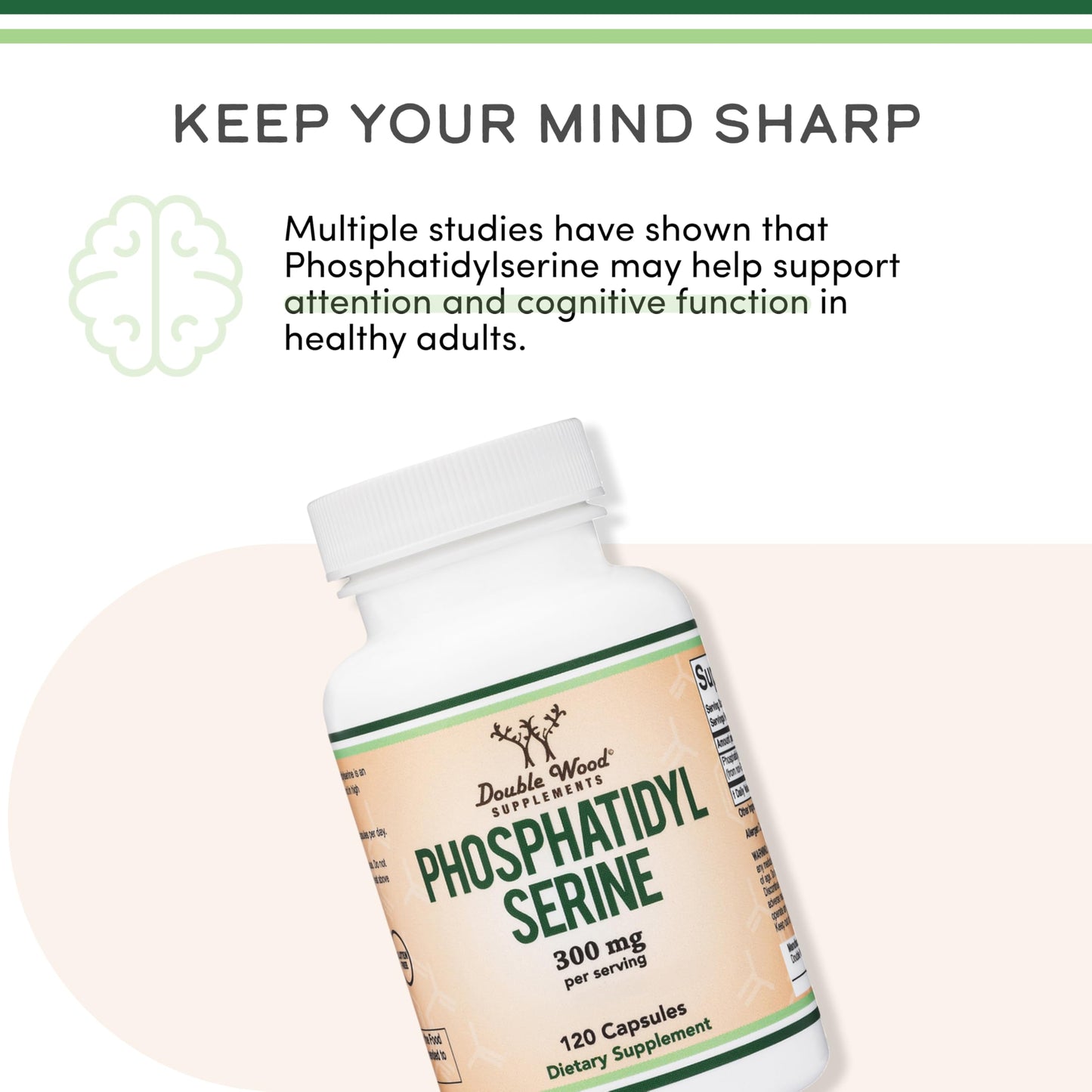 PhosphatidylSerine 300mg per Serving – 120 Capsules | Double Wood