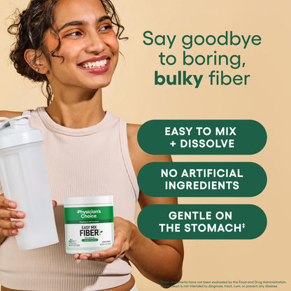 Physician's Choice Easy Mix Fiber - Unflavored Daily Prebiotic Fiber for Digestive Health (7.1oz)
